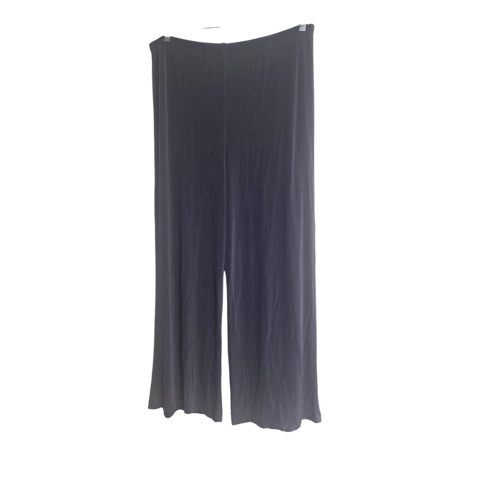 Chicos Travelers Gray Wide Leg Pants Slinky Knit Elastic Waist Size 2 Large